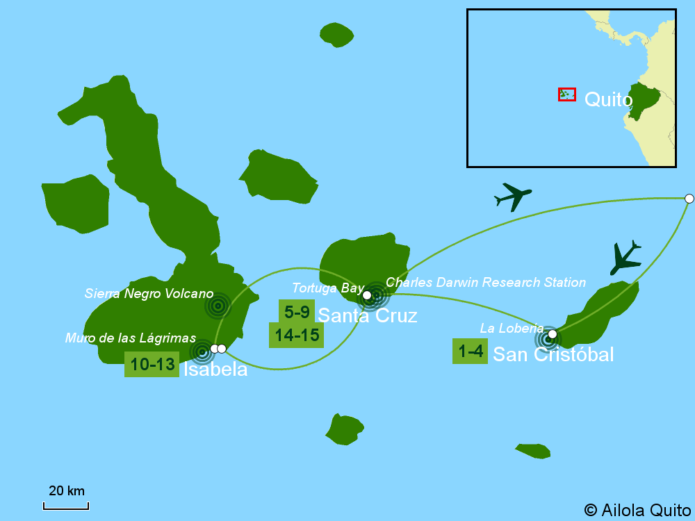Darwin’s Route – Galápagos map