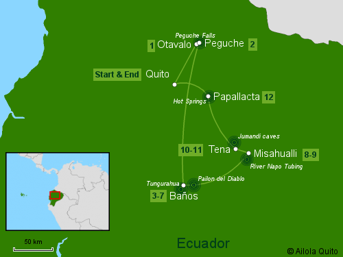 Andes–Amazon 12-Day Tour – Route Map